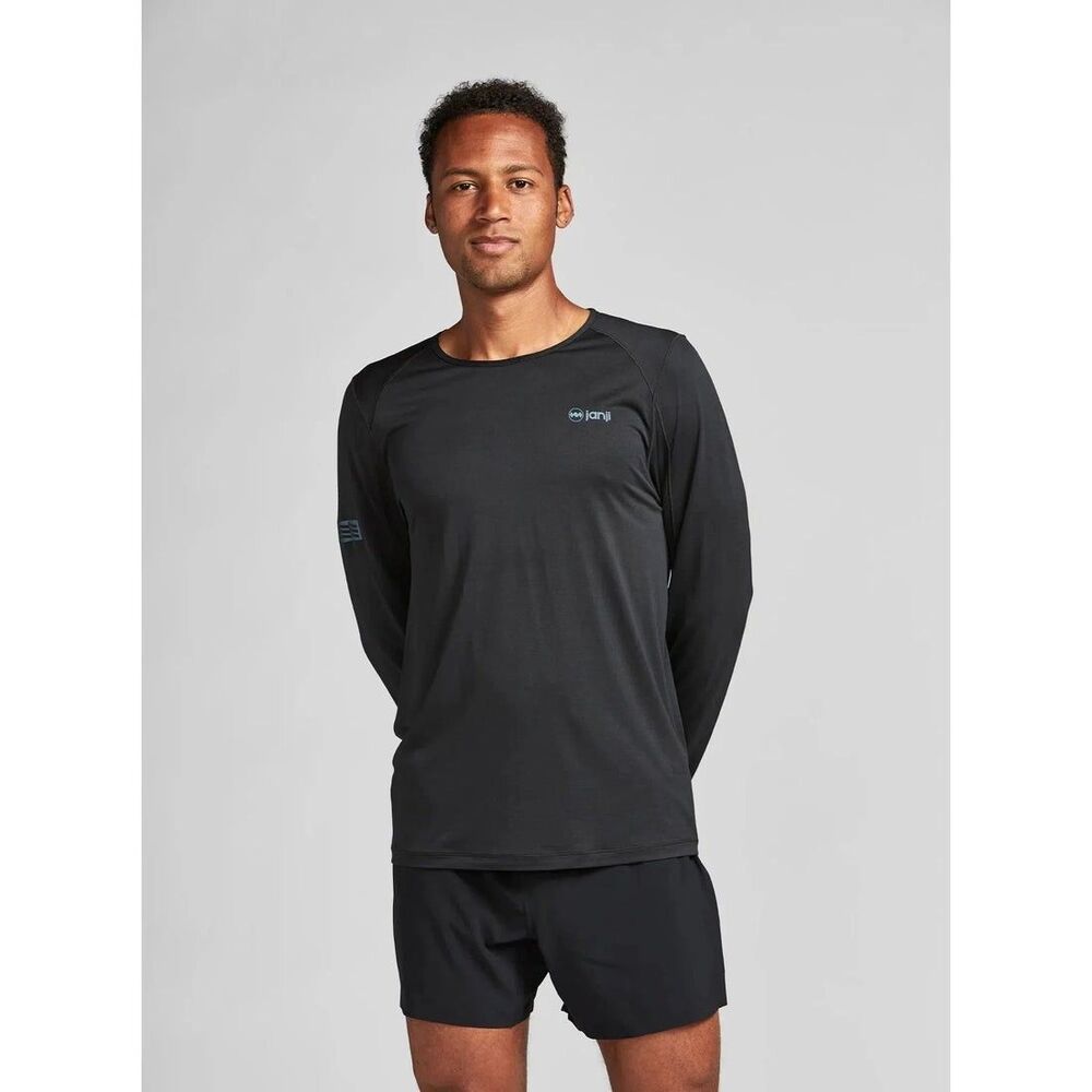 Janji Shirt Run All Day Long Sleeve Running Top Mens Size L Gray Quick Dry